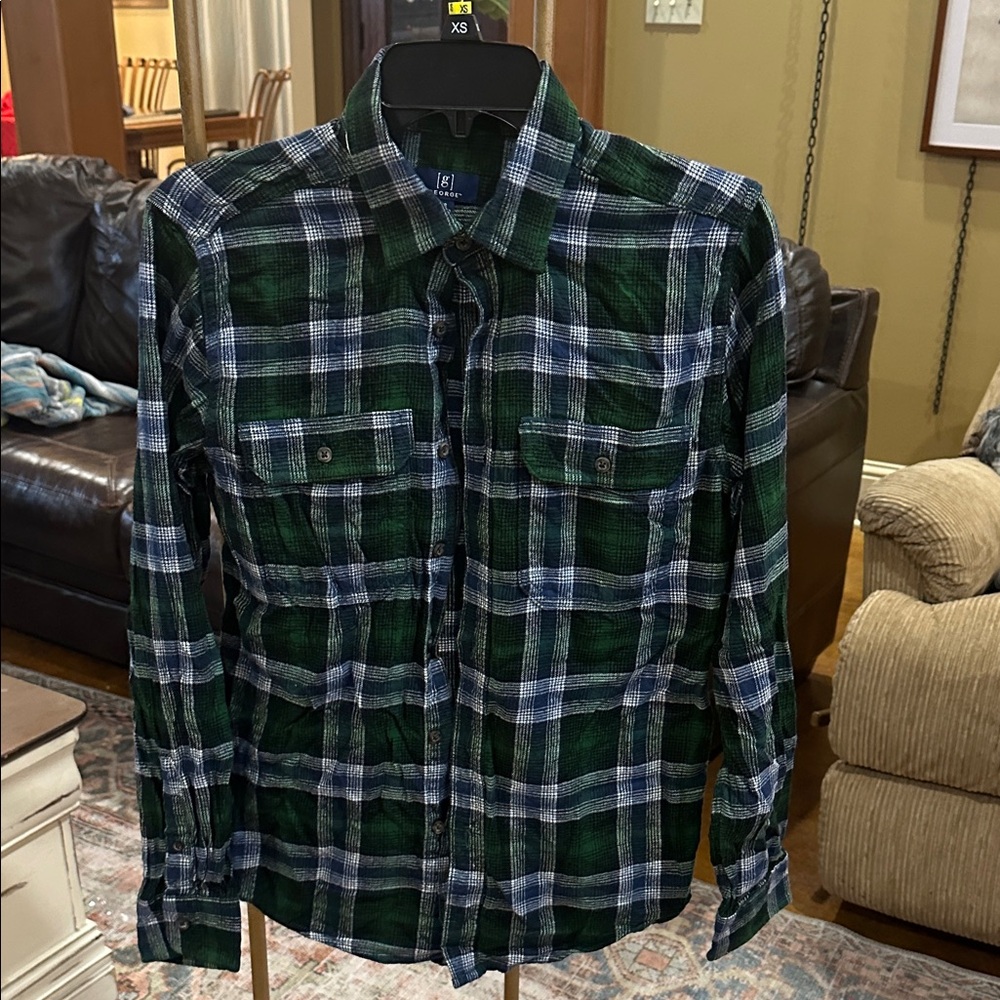 George Green and Navy Plaid Shirt
